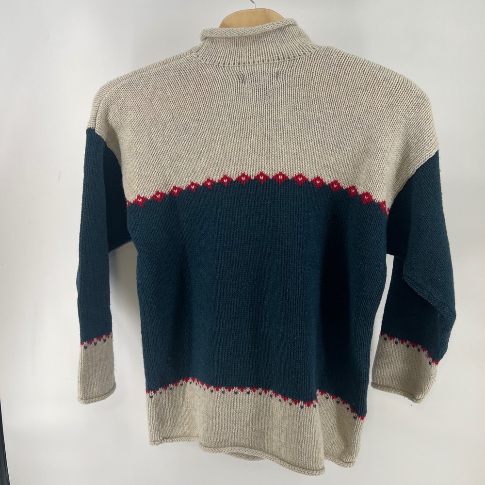 Vintage Eddie Bauer Wool Fair Isle Roll Neck Sweater XL Snowflake Nordic USA - Picture 3 of 8